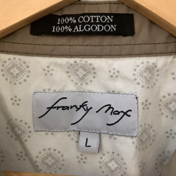 Franky Max Men’s White Graphic Button Down Short Sleeve Shirt Size Large - Picture 3 of 4